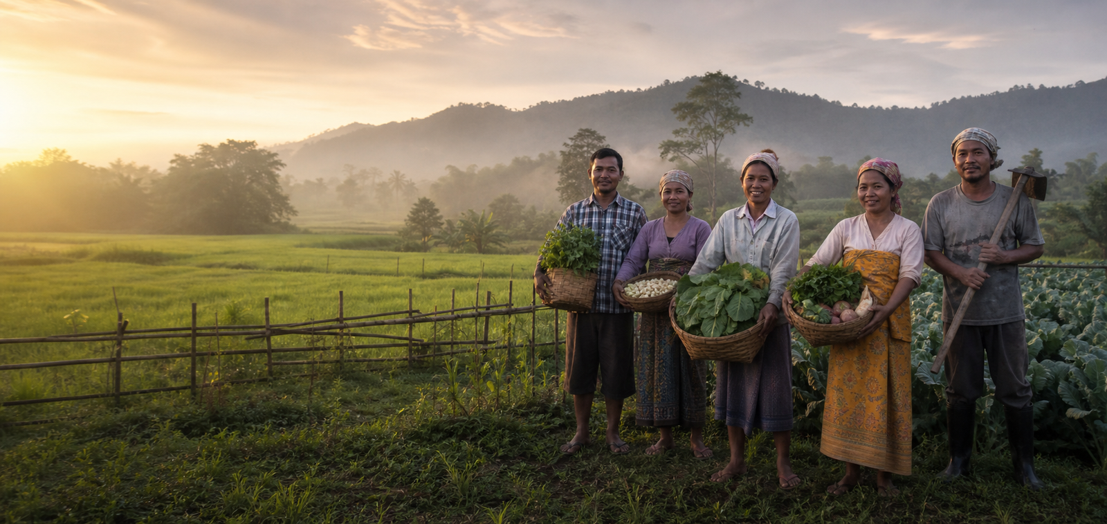 Lush cultivated fields in the Panbari landscape